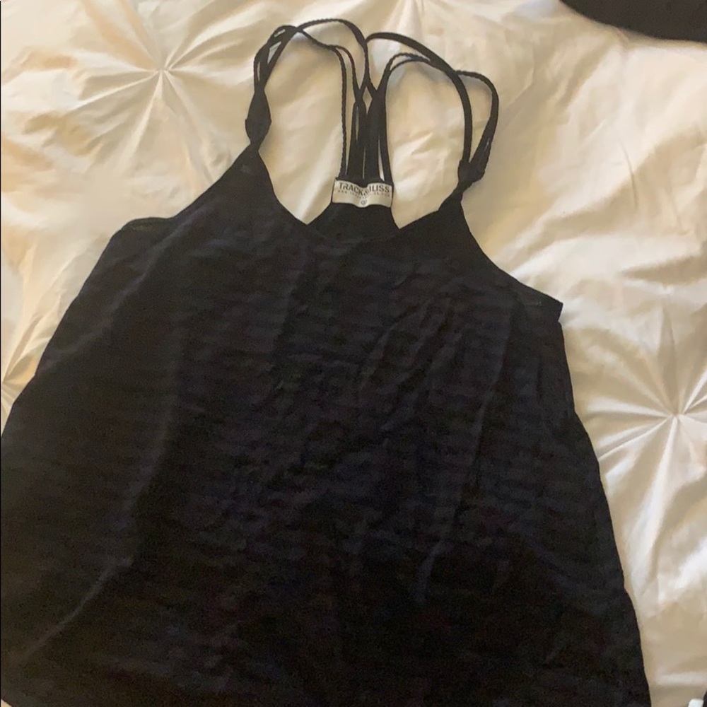 Track & Bliss black mesh like yoga tank medium